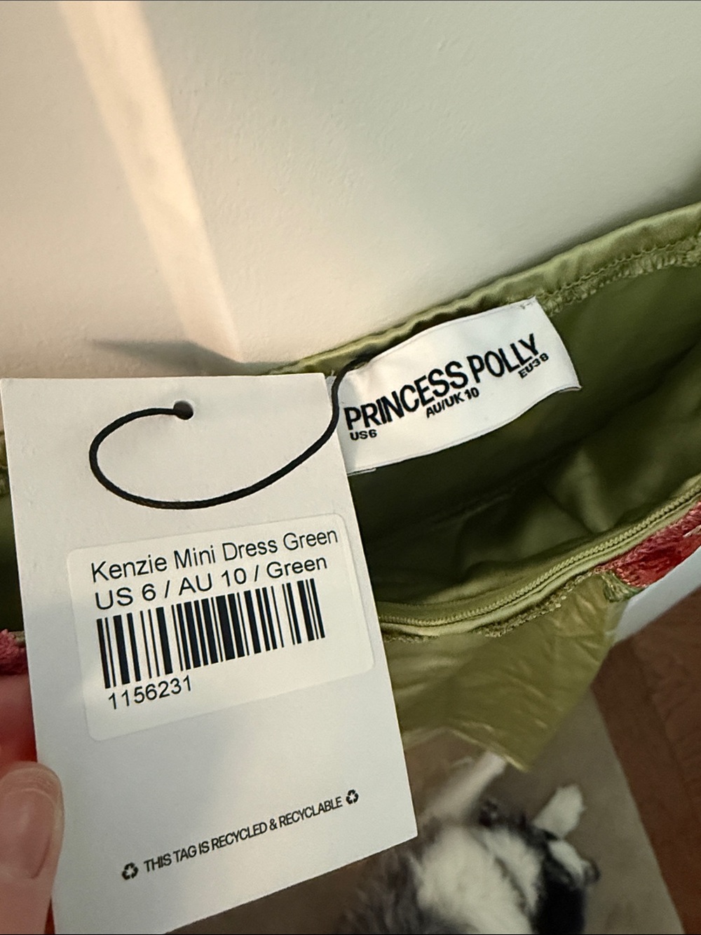 Princess Polly Green Slip Dress with Pink Floral Trim - Picture 3 of 10